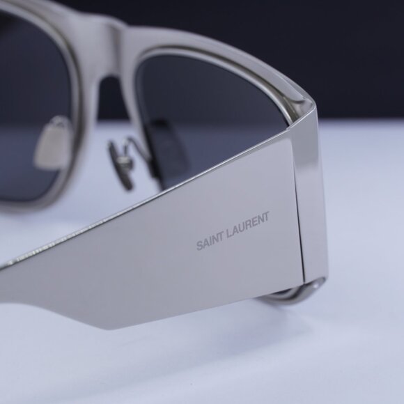 Saint Laurent SL636 002 Square Sunglasses - Silver/Grey Silver Mirror - Picture 10 of 11
